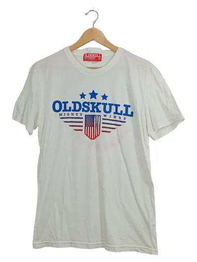 OldSkull T-Shirt Herren Kurzarm Baumwolle Logo Print Weiß M