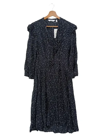 & Other Stories Blusenkleid Damen 34/XS Schwarz Punkte Elegant Midi Rüschen