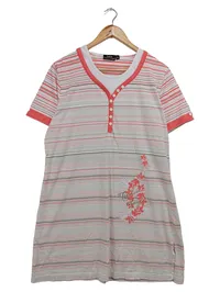 HAJO Damen Nachthemd Gr. 44/46 Mehrfarbig Gestreift Kurzarm Casual 1