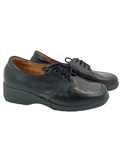 GANTER Damen Schnürschuhe Gr. 38.5 Schwarz Klassisch Komfortabel Leder