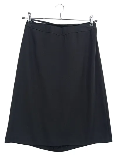 STEFANEL A-Linienrock Damen Gr. 44/XXL Schwarz Elegant Business Midi Falten