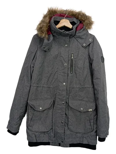 VANS Winterjacke Damen Gr. 38/M Grau Streetwear Kapuze Fellbesatz