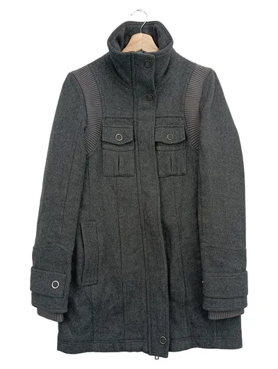 ONLY Wintermantel Damen 34/XS Grau Woll-Mix Streetwear Klassisch