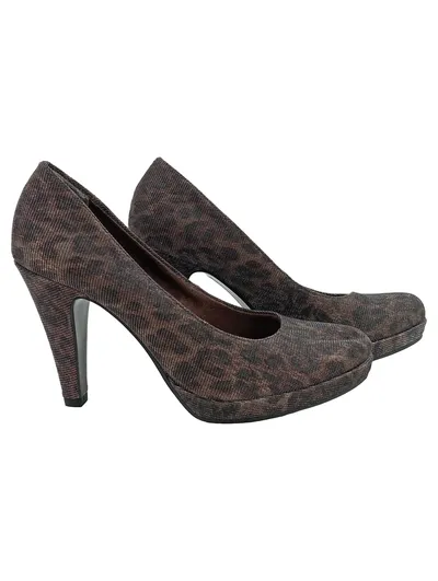 Tamaris Damen Pumps Gr. 39 Braun Tierdruck Glitzer High Heels Party 10cm