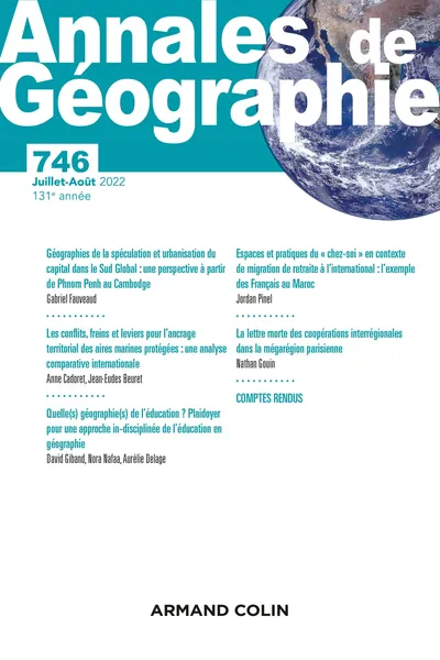 Annales de géographie 746 4/2022 Zeitschrift Armand Colin Geowissenschaften