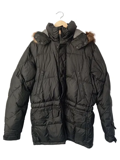 BOGNER Winterjacke Damen 40/M Schwarz Daunenjacke Kapuze Fellbesatz Elegant