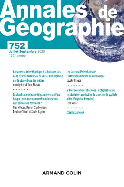 Armand Colin Annales de Géographie Zeitschrift 752 Juli-Sept 2023