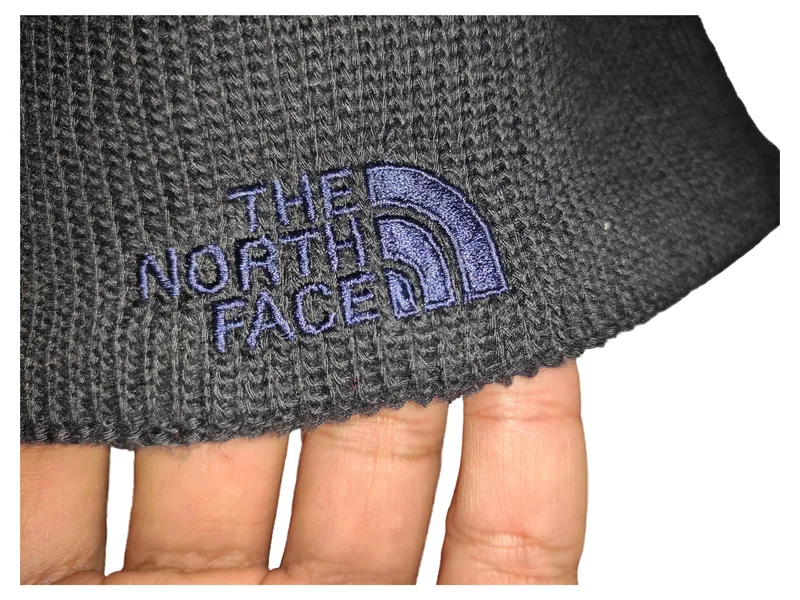 The North Face Herren Mütze Beanie Outdoor Rippstrick Grau Stickerei 3