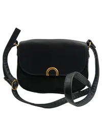 Caroll Damen Umhängetasche Schwarz Crossbody Bag Goldene Schnalle Klassisch 1