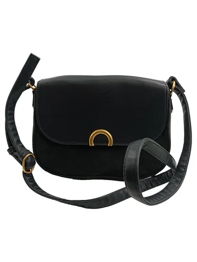 Caroll Damen Umhängetasche Schwarz Crossbody Bag Goldene Schnalle Klassisch