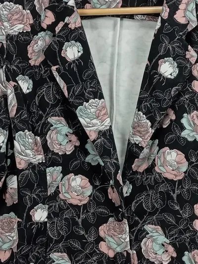 FREEQUENT Damen Blazer Blumenmuster Schwarz Gr. L Viskose Floral