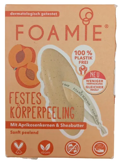 Foamie Festes Körperpeeling Aprikose Sheabutter Damen Peeling Bar