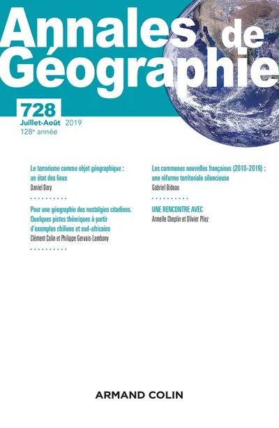 ARMAND COLIN Annales de géographie 728 Juli-Aug 2019 Wissenschaft Technik