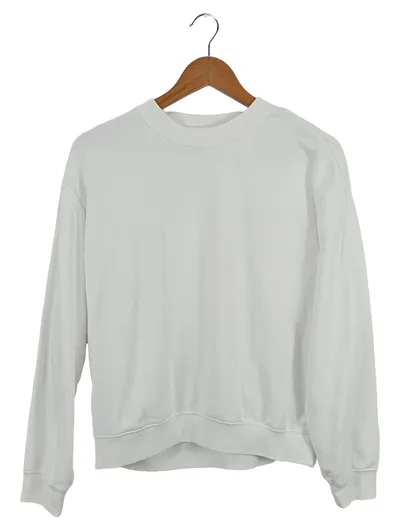 MONKI Damen Sweatshirt Gr. 36/S Weiß Basic Casual Langarm