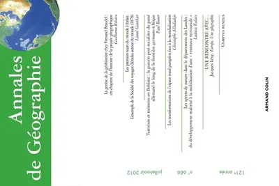 ARMAND COLIN Annales de Géographie 686 Geowissenschaften Natur 2012 Zeitschrift