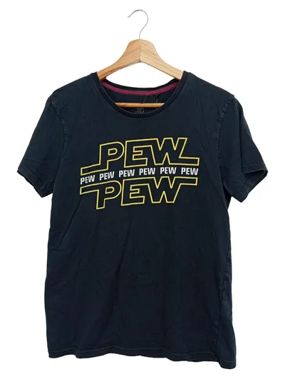 ELBENWALD Herren T-Shirt S 46/S Blau mit PEW PEW PEW Schriftzug