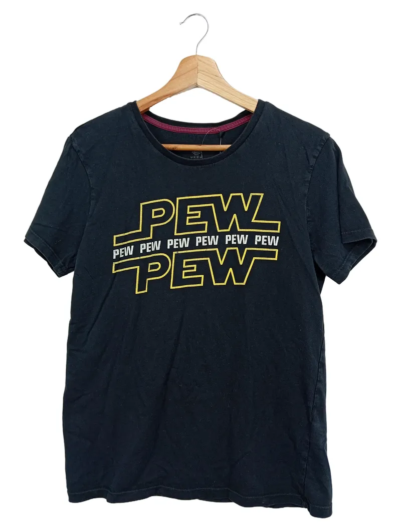 ELBENWALD Herren T-Shirt S 46/S Blau mit PEW PEW PEW Schriftzug 1