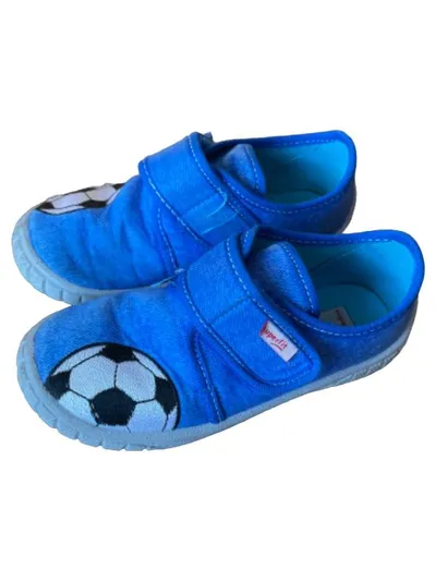 Superfit Hausschuhe Kinder Gr. 26 Blau Fußball Klettverschluss
