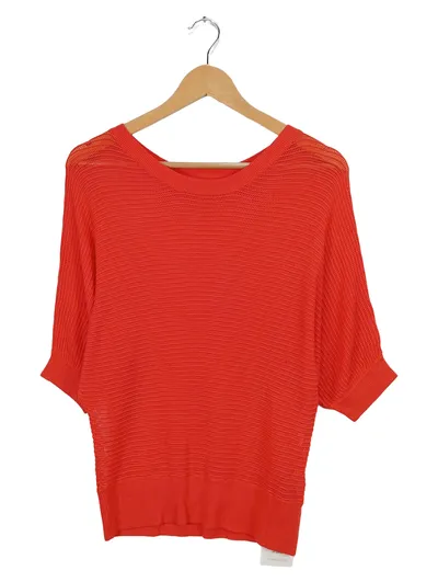 Finery Damen Strickshirt Pullover Rot Lochmuster Gr. L/XL Viskose