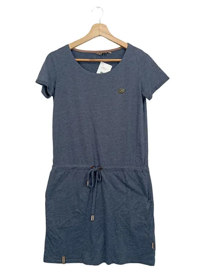 NAKETANO Freizeitkleid Damen Blau Gr. 36/S Baumwolle Casual Midikleid