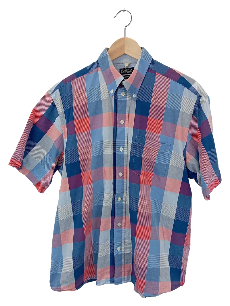BABISTA Herren Freizeithemd 48/M Blau Kariert Kurzarm Baumwolle 1