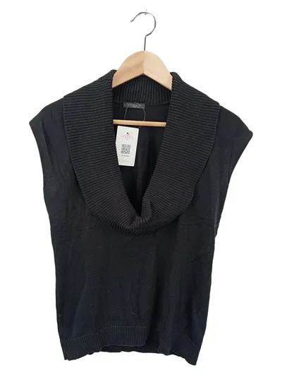 VIVANCE Pullunder Damen Gr. 38/M Schwarz Casual Basic Rollkragen Rippstrick