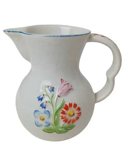 SCHAUBACH KUNST Krug Porzellan Weiß Blumenmuster Klassisch 13 cm handgemalt