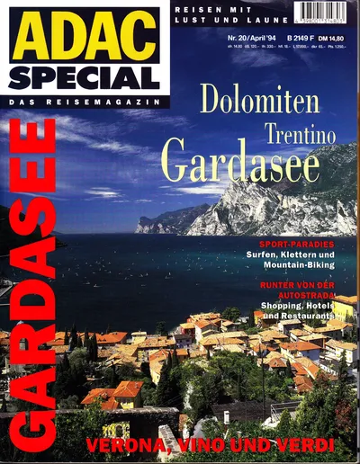 ADAC Special Reisemagazin Gardasee Dolomiten Trentino Nr. 20 April 1994