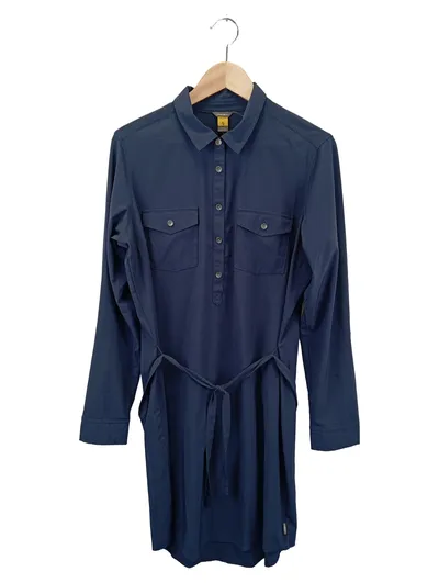 EDDIE BAUER Damen Blusenkleid Hemdblusenkleid Gr. 40/L Blau Klassisch Elegant