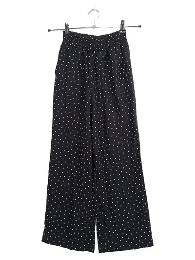 Monki Damen Stoffhose XXS Schwarz Weiß Polka Dots Weites Bein Viskose