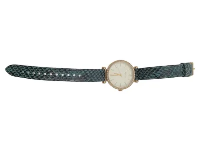 FOSSIL Damen Armbanduhr BQ3552 Grün Leder Schlangenmuster Elegant Strass