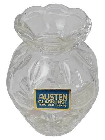 AUSTEN GLASKUNST Vase Glas Transparent Klassisch bauchig 8cm Deko