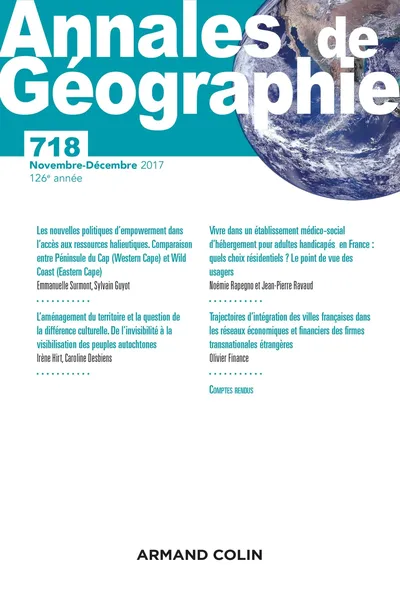 ARMAND COLIN Annales de géographie 718 Geographie Zeitschrift Natur Nov-Dez 2017