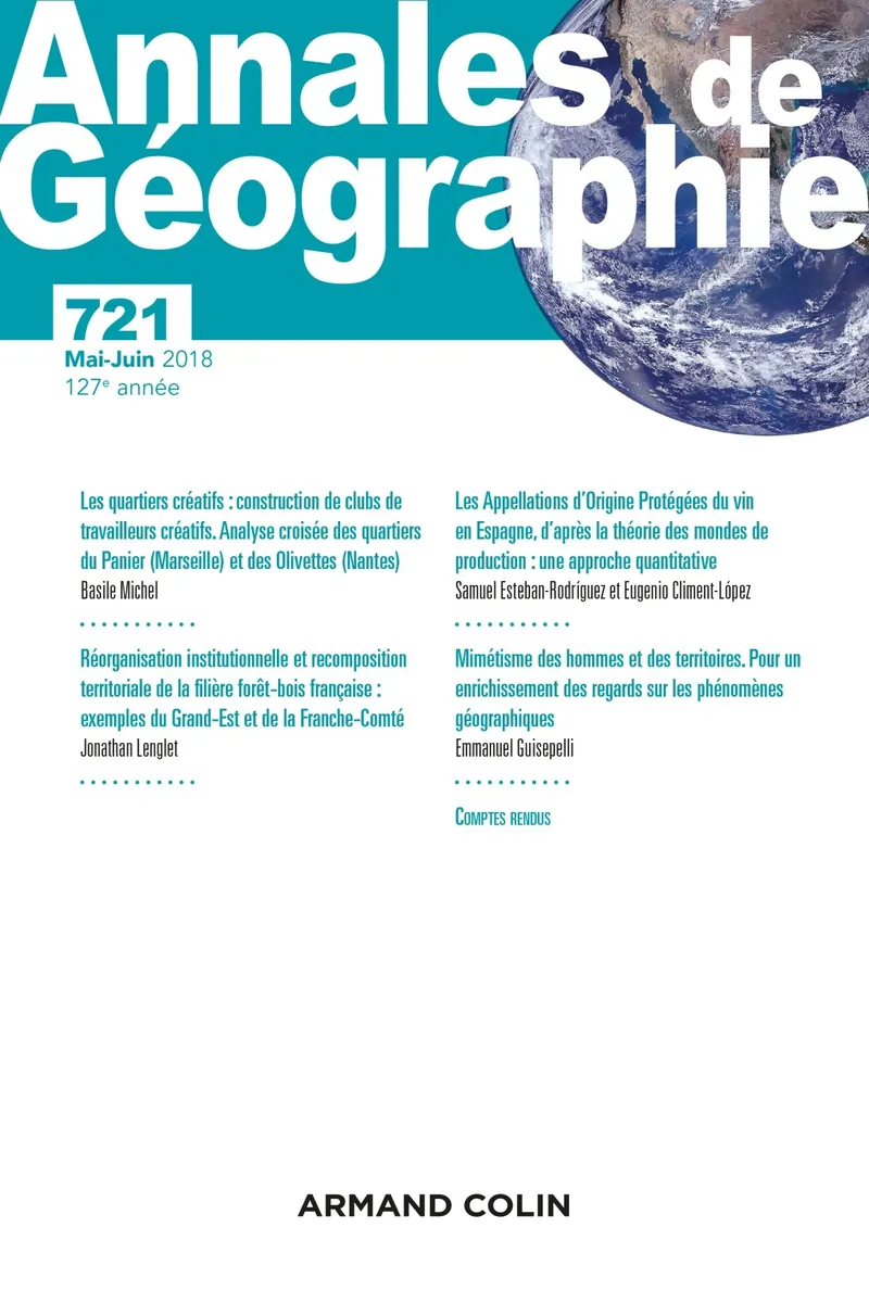ARMAND COLIN Annales Géographie 721 3/2018 Geowissenschaften Zeitschrift 1
