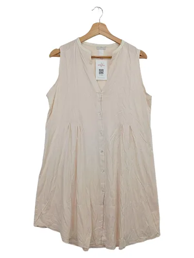 HANRO Nachthemd Damen 36/S Beige Klassisch Ärmellos Baumwolle Schlafshirt