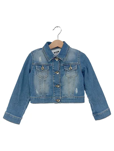 MSGM Kinder Jeansjacke Gr. 122 Blau Streetwear Vintage Denim Jacke