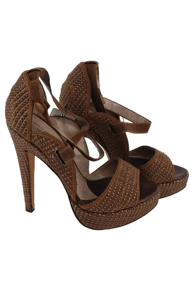 ALBERTA FERRETTI Plateausandalen Damen Gr. 37 Braun Elegant Bohemian High Heels
