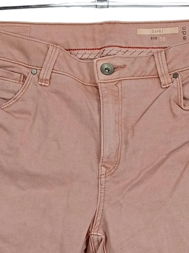 edc by Esprit Damen Capri Hose Rosa Gr. 38 Baumwolle Casual Stretch 3