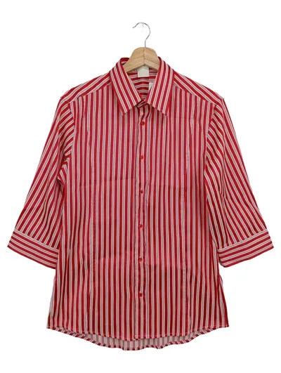 NARACAMICIE Damen Freizeithemd Gr. 36/S Rot Gestreift Klassisch Elegant