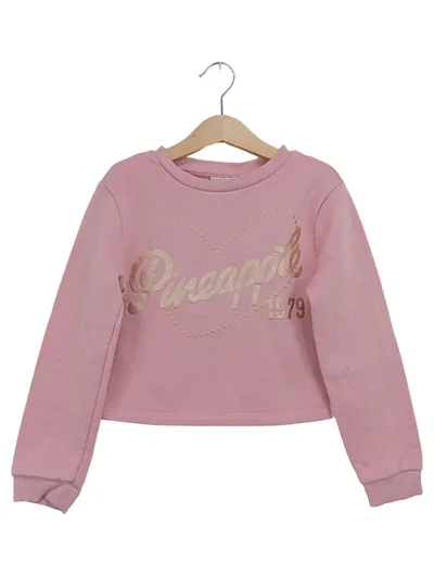 PINEAPPLE UK Kinder Sweatshirt Rosa Logo Print Streetwear Vintage Gr. 128