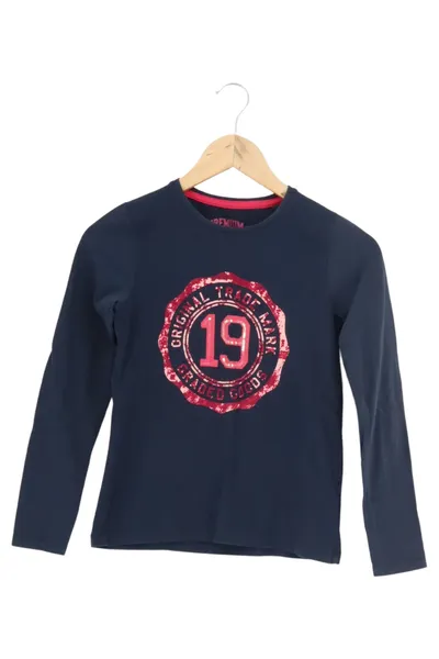 PEPPERTS! Kinder Langarmshirt Blau Gr. 146 mit Schriftzug Logo Casual