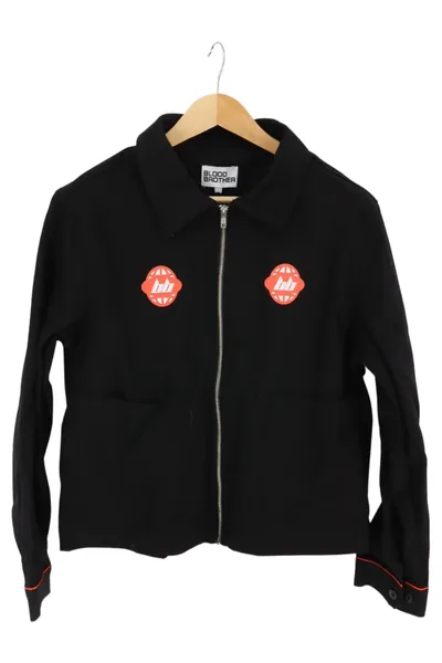 Blood Brother Damen Sweatjacke Gr. 36/S Schwarz Urban Streetwear Logo Schriftzug