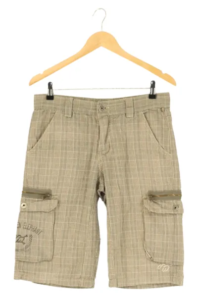 ONE GREEN ELEPHANT Cargo Shorts Herren W30 Beige Kariert Casual Outdoor
