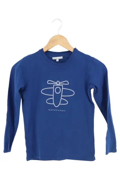 bellybutton Kinder Langarmshirt Gr. 128 Blau mit Flugzeug Motiv Casual