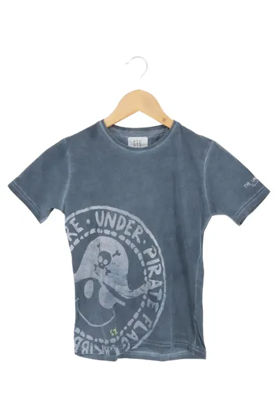 Staccato Kinder T-Shirt Gr. 128 Blau Casual Urban Piraten-Print Jungen