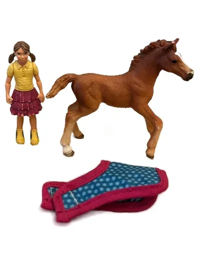 Schleich Pferd Fohlen mit Mädchen Spielfiguren-Set Zubehör ab 4 Jahre