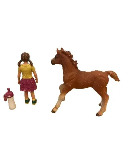 Schleich Pferd Fohlen mit Mädchen Spielfiguren-Set Zubehör ab 4 Jahre