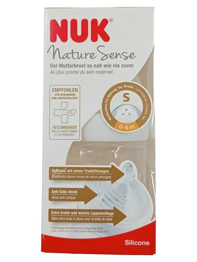 NUK Nature Sense Babyflasche 0-6 Monate Gr. S Silikon Anti-Colic