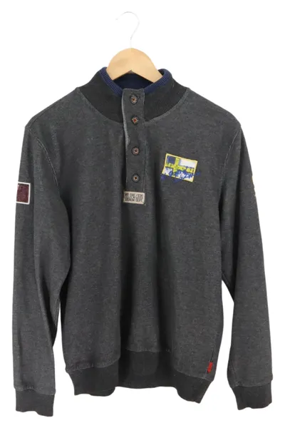 Signum Herren Pullover Grau M Casual Langarm Baumwolle