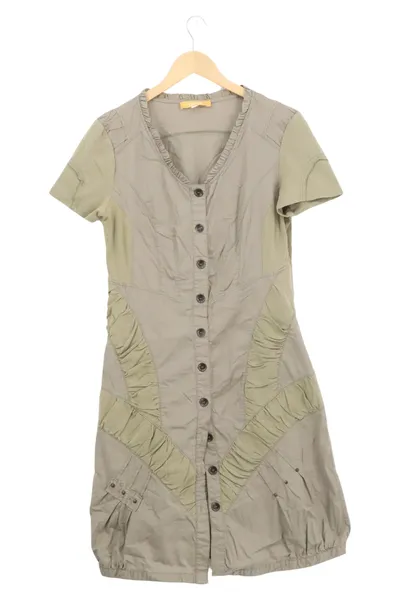 BIBA Freizeitkleid Damen Gr. 40/L Grau Casual Baumwolle Knopfleiste
